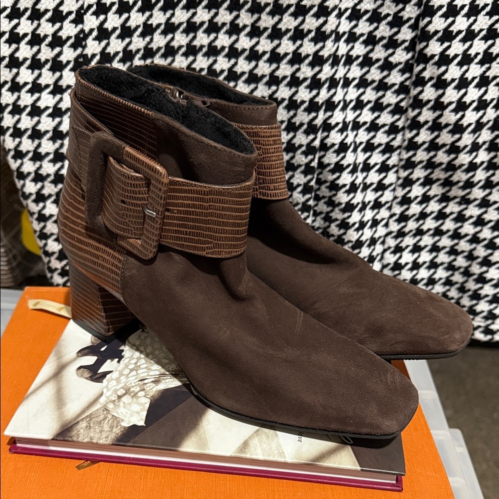 SHOES FOR A CAUSE: Elegant Brown Ankle Boots with Buckle Details 💖